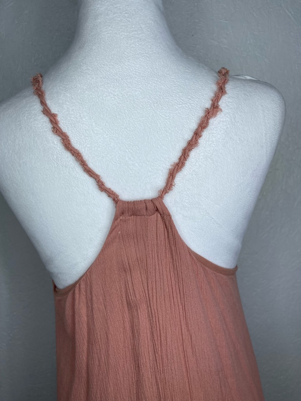 Altar’d State Boho Peach Maxi SunDress Strappy Lace Hem Coastal Resort Flowy Md - Picture 12 of 14